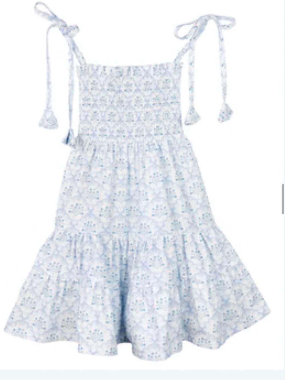 smockingbird Floral Maxi Dress in White & Blue Size 4T Like New